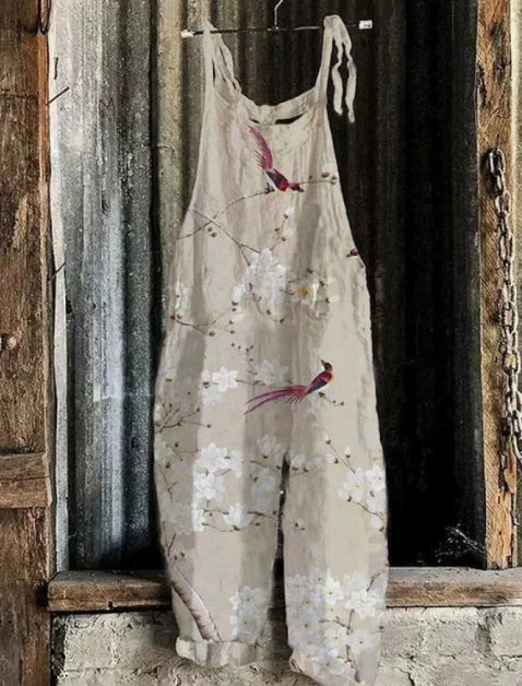 Retro Animal Print Overalls Romper