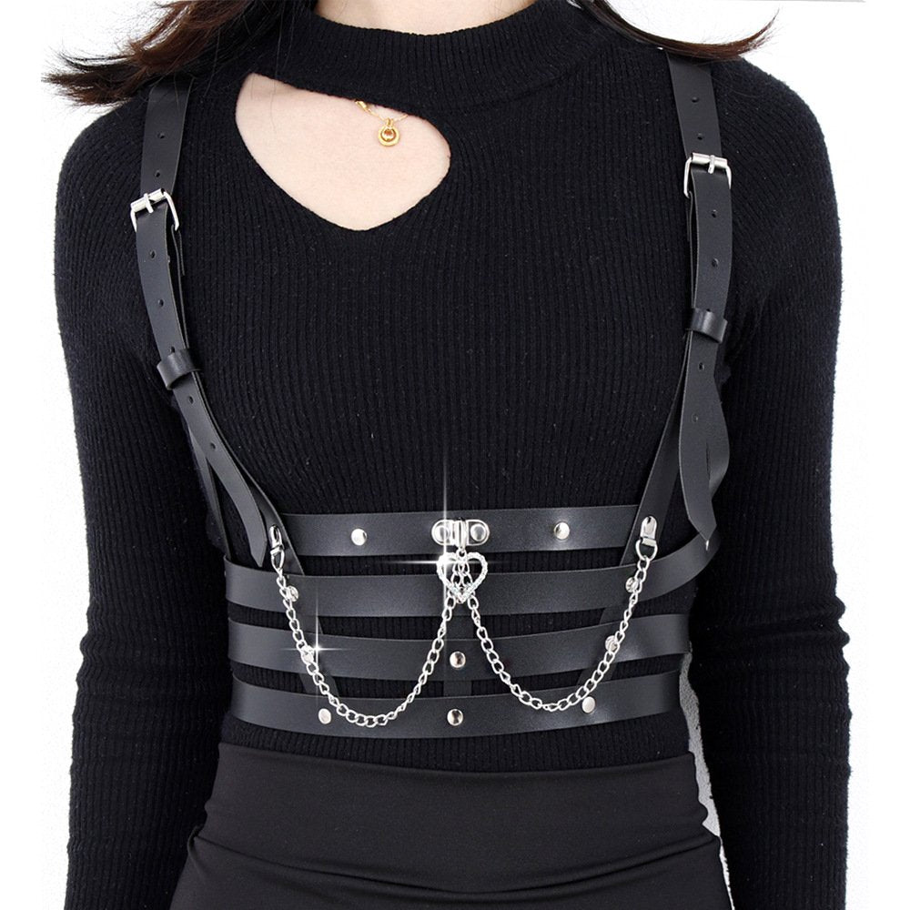Black Leather Belt with Alloy Buckle