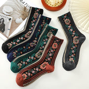 Retro Floral Women's Mid-Calf Socks