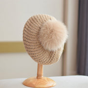 Warm Fox Fur Beret for Women