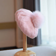 Warm Fox Fur Ball Hat