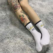 Soft White Strawberry Banana Tube Socks for Women
