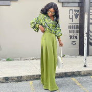 Women's Wide-leg Lantern Sleeve Shirt Suit