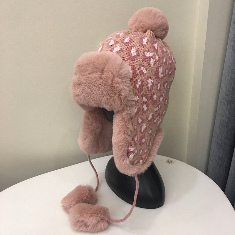 Warm Leopard Earmuffs Hat