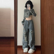 Retro Denim Commuter Pants for Women
