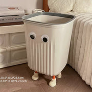 Cute Cartoon Plastic Rectangular Open-Top Trash Can with Playful Eyes