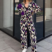 Casual Women's Jumpsuit Set with High Waist Wide Leg Pants