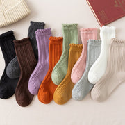 Autumn Japanese Solid Color Mid-Calf Socks for Women