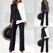 Temperament Color Matching Loose Trousers Two-piece Suit for Women