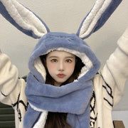 Cozy Cartoon Rabbit Ears Hat & Scarf Set