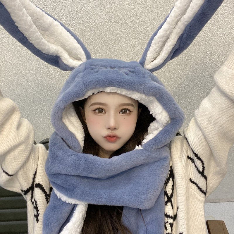 Cozy Cartoon Rabbit Ears Hat & Scarf Set