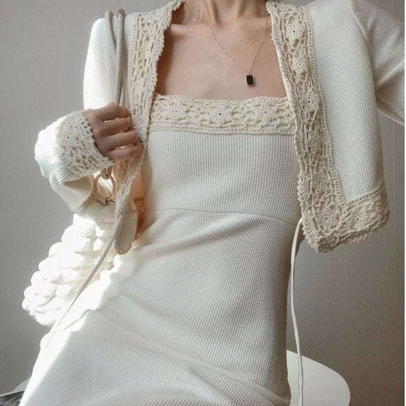 Commuter Chic Halter Dress Cardigan Set