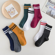 Retro Striped Mid-Calf Socks for Women