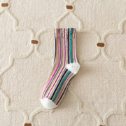 Retro Color Hem Tube Socks for Women & Men
