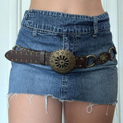 Brown Imitation Leather Sunflower Belt