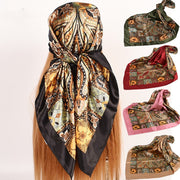 Large Silk Scarf for Women - Classic Floral Print