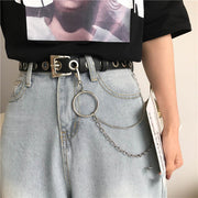 Rock Chain Belt for Men, Black Cowboy Style with Rivets