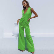 Casual Women's Cotton Linen Trousers Set