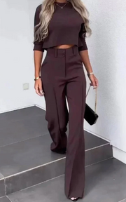 Solid Color Commute Jumpsuit Set for Women
