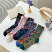 Floral Cotton Socks for Women