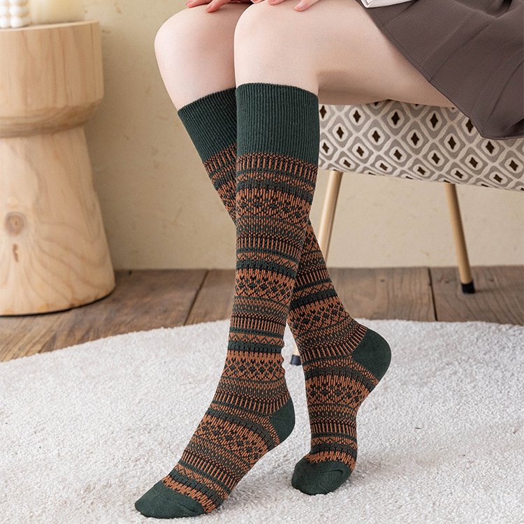 Striped Calf Socks for Women, Knee Length Slimming Socks