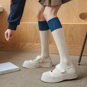 Japanese Style Calf Socks for Women - Blue Striped