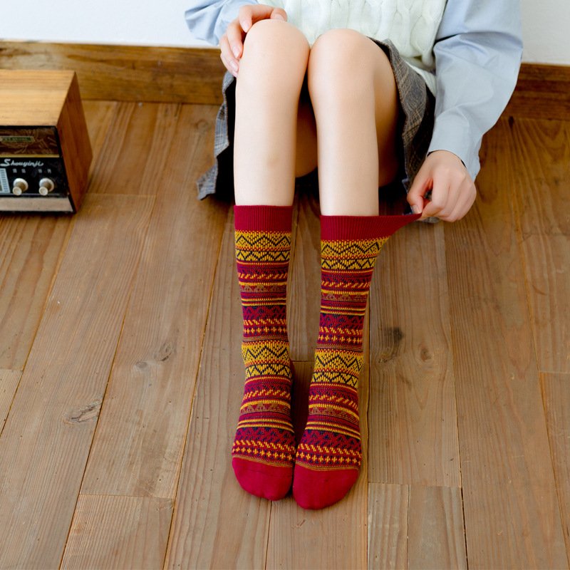 Retro Thickened Long Mid-Calf Socks for Women