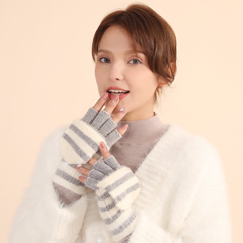 Warm Half Finger Knitting Gloves for Women