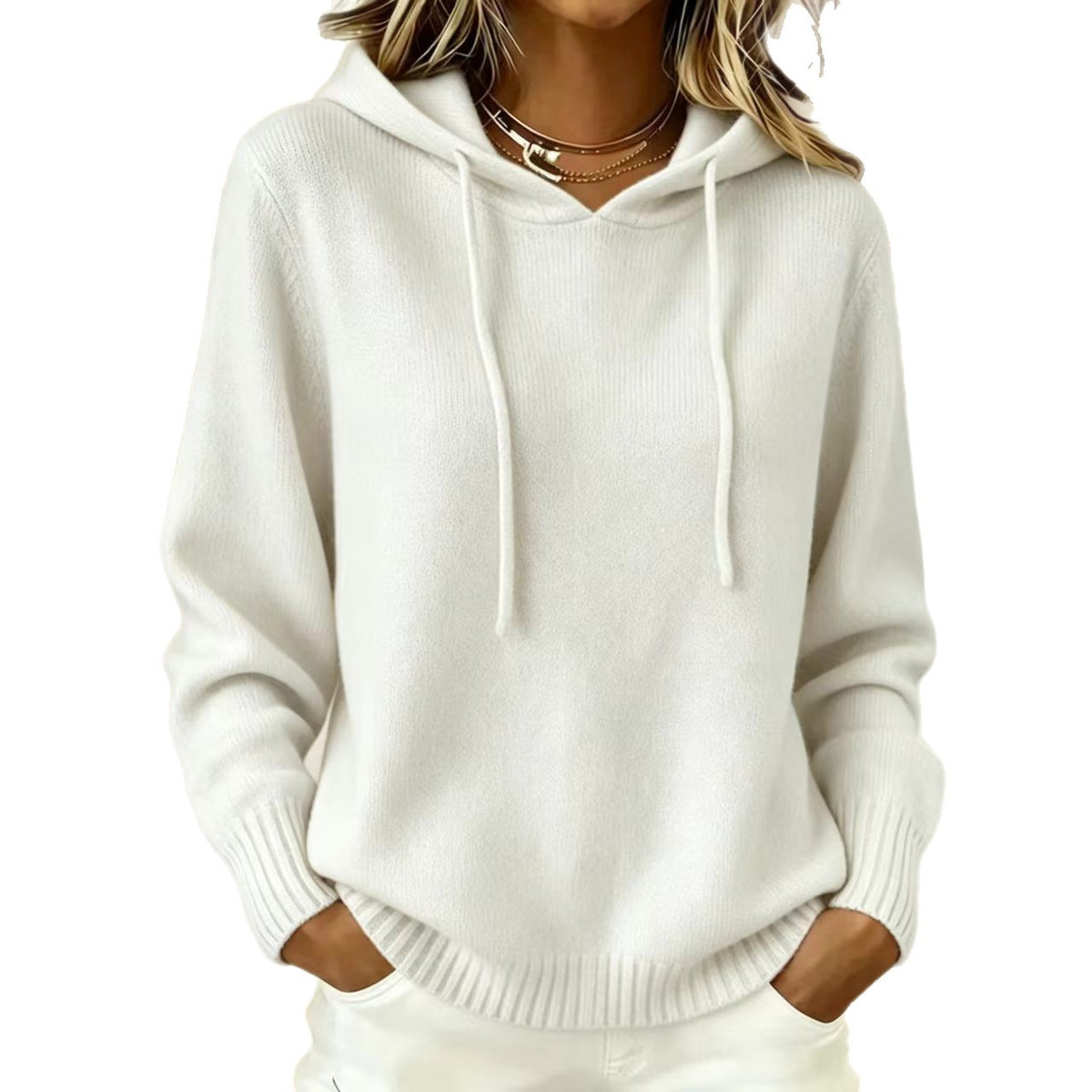Womens Pocketed Pullover Sweater Casual and Stylish