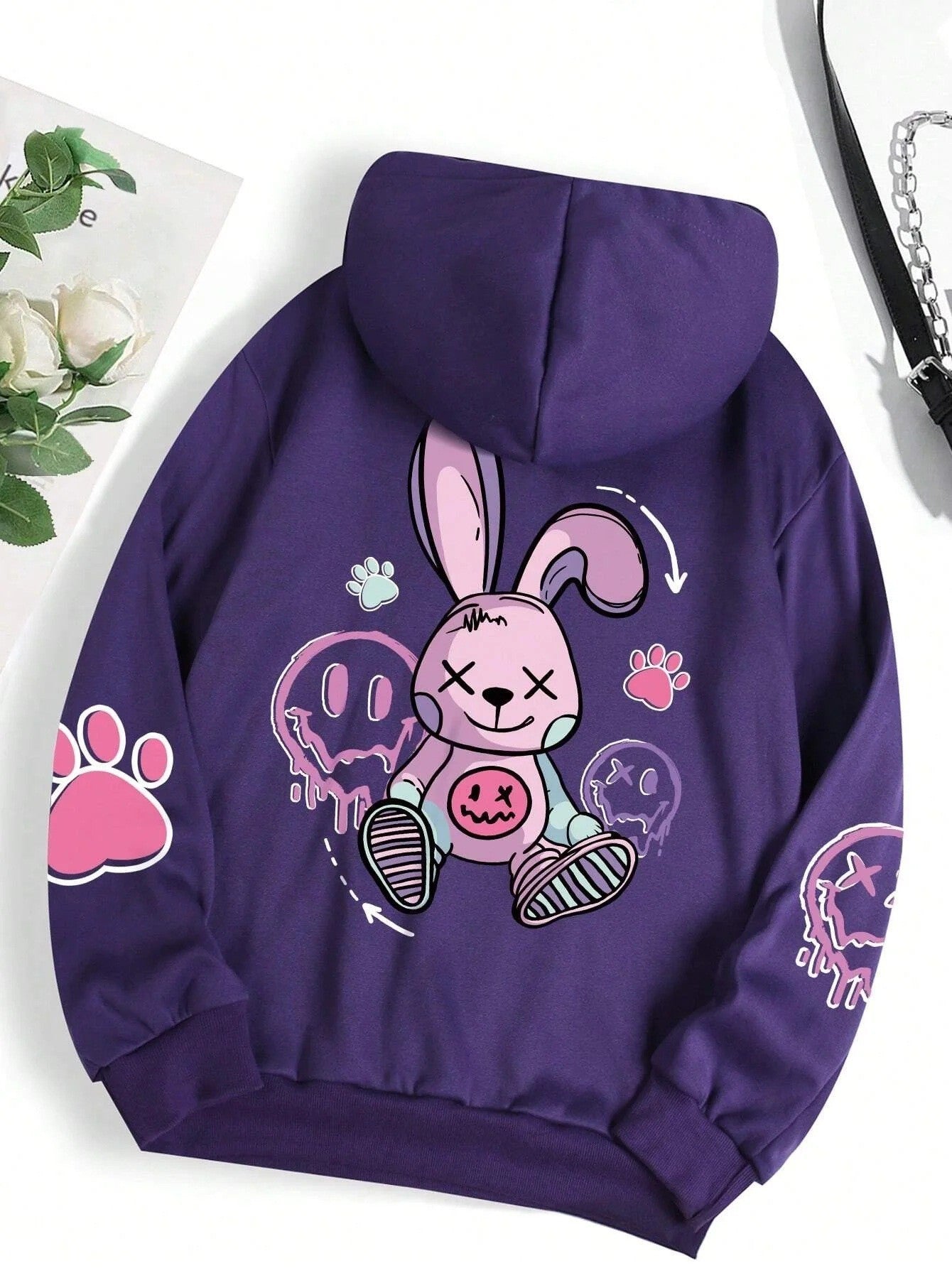 Casual Drop-Shoulder Printed Hoodie for Women