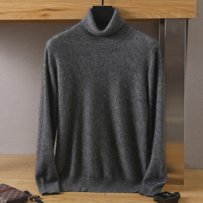 Men's Cozy High-Collar Solid Pullover Sweater