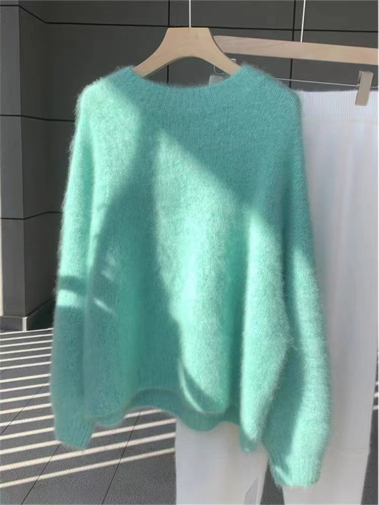 Thickened Cozy Mohair Sweater for Women in a Relaxed Laid-back Style for Fall and Winter