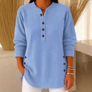 Elegant V-Neck Corduroy Long Sleeve Top – Cozy & Stylish