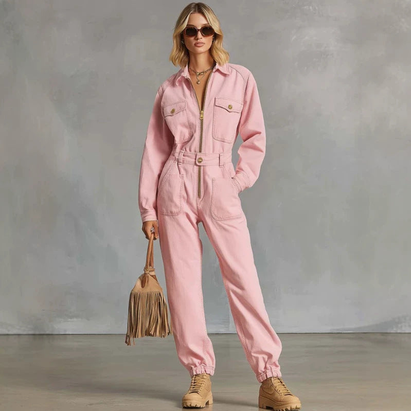 Retro Western Zip-Up Jumpsuit