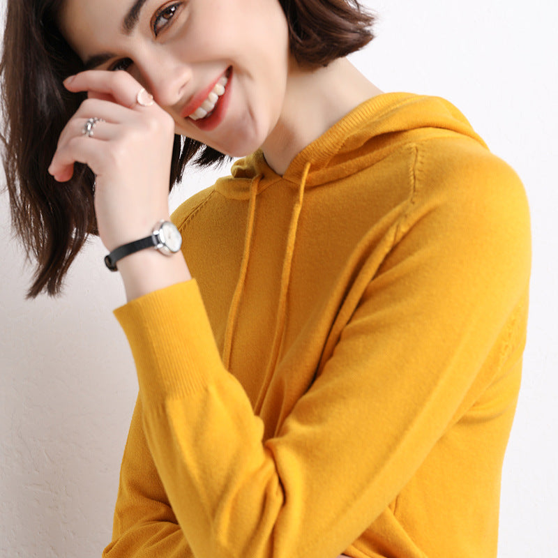 Women's Lightweight Knitted Hooded Sweater