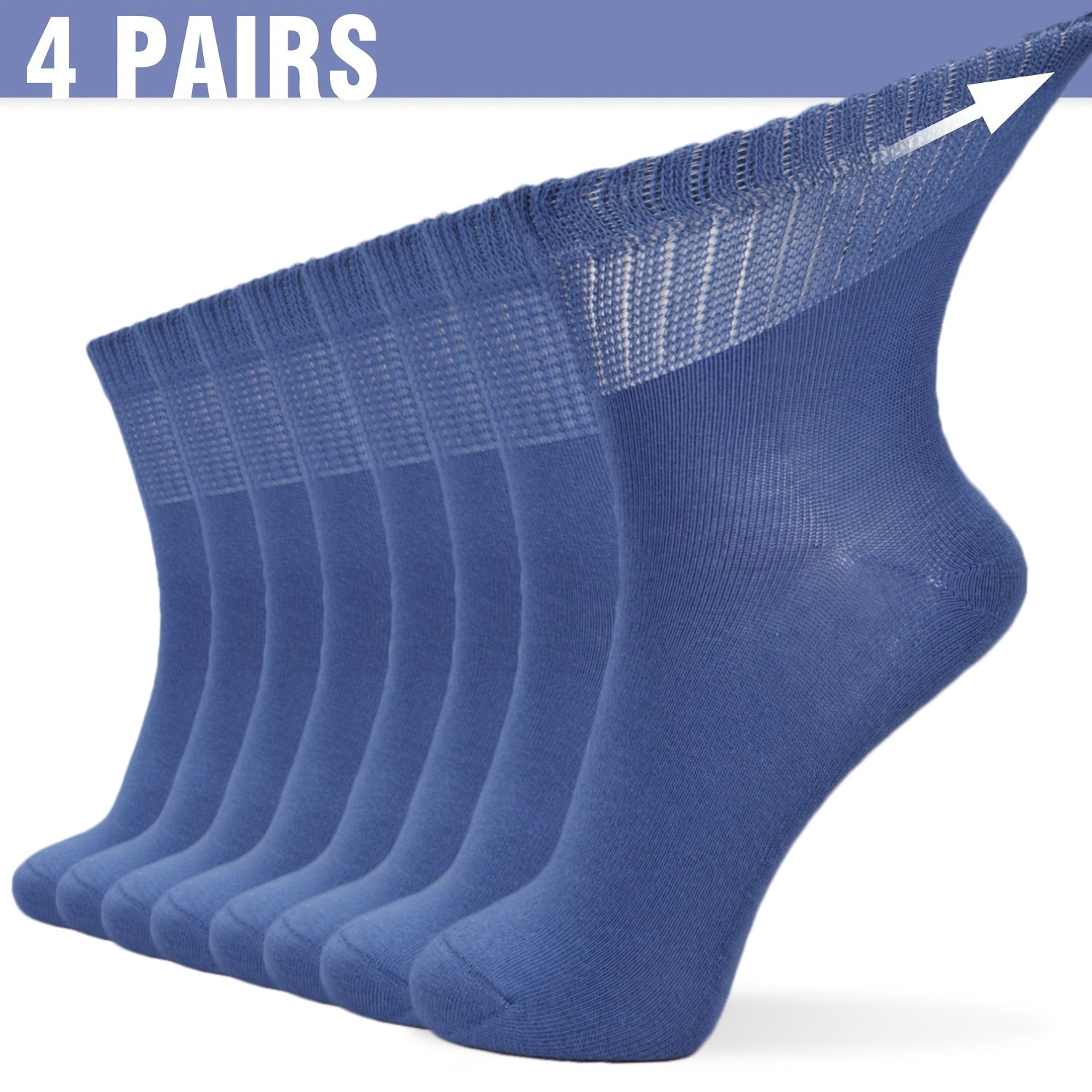 4‑Pair Women’s Neuropathy Socks – Non‑Binding Loose Fit, Seamless Toe, Moisture‑Wicking and Breathable for Edema and Circulation Support