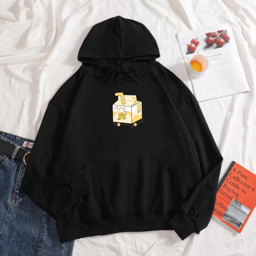 Casual Solid Color Loose Hooded Sweatshirt for Women