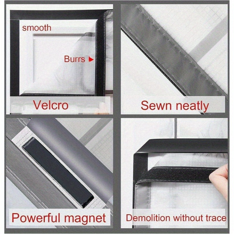 Magnetic Eva Air Conditioner Insulation Door Curtain, Lace Top Windproof Thermal Seal Screen Door, Weighted Bottom Hands Free Auto Close Door Screen, Anti Mosquito Energy Saving Partition Curtain for