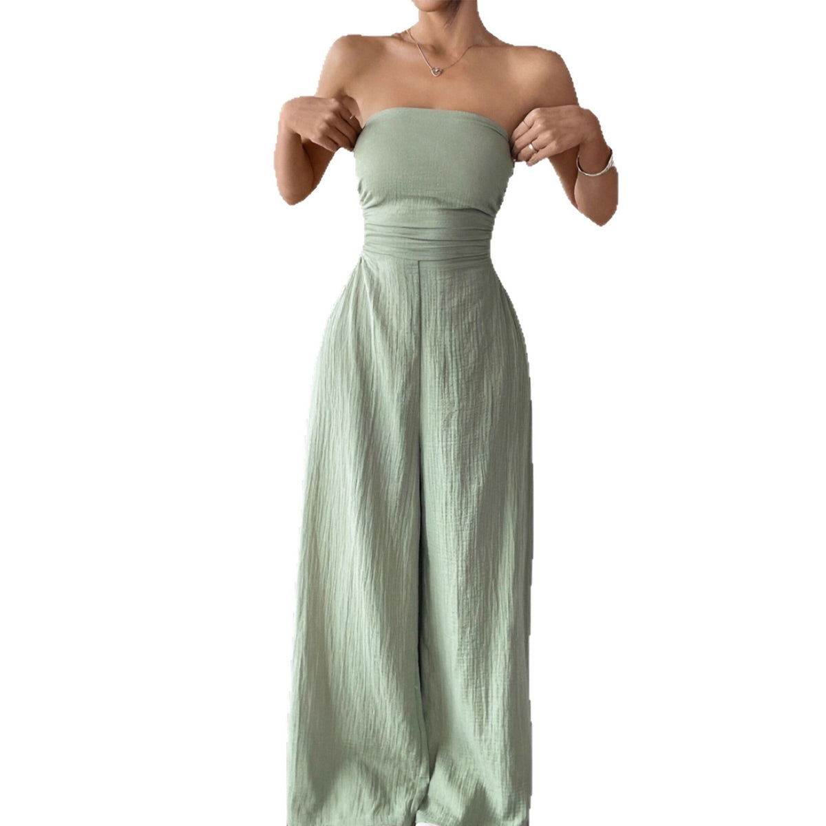 Women's Strapless Solid Color Jumpsuit