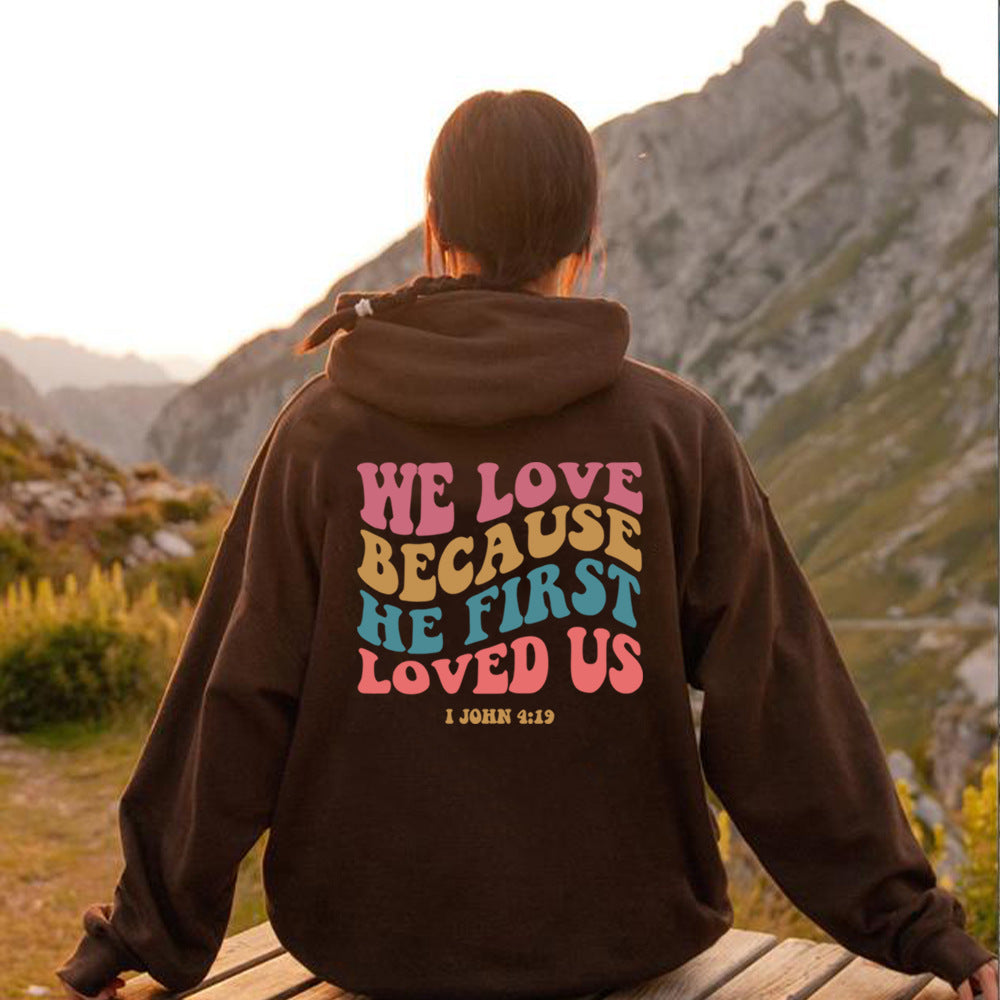 Cozy Solid Color Letter Printed Pullover Sweatshirt