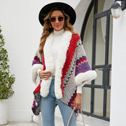 Warm Striped Fur Collar Scarf for Women