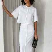 Women's Temperament Commute Suit - Slim Fit Cotton & Linen Jumpsuit