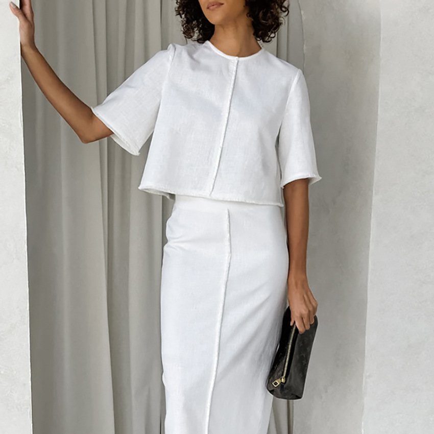 Women's Temperament Commute Suit - Slim Fit Cotton & Linen Jumpsuit