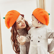 Cozy Orange Parent Child Knit Hats Set