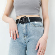 Versatile Candy Color Belt for Women - Simple Square Buckle Design