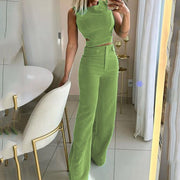Autumn Casual Women's Solid Color Jumpsuit Set