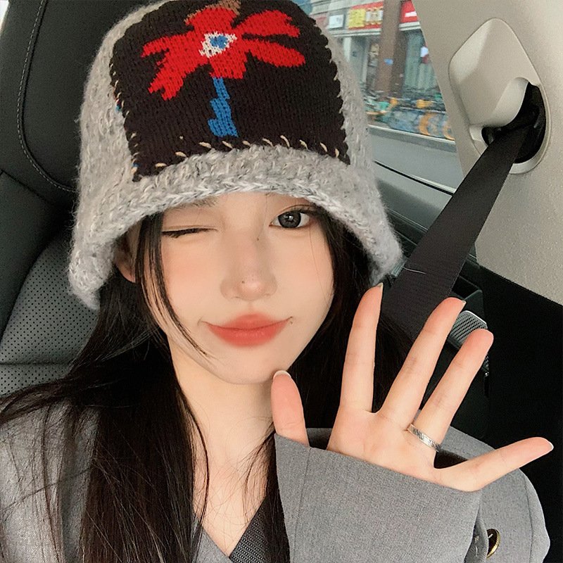 Windproof Knitted Bucket Hat for Women