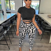 Women's Fashion Two-piece Short Sleeve Set