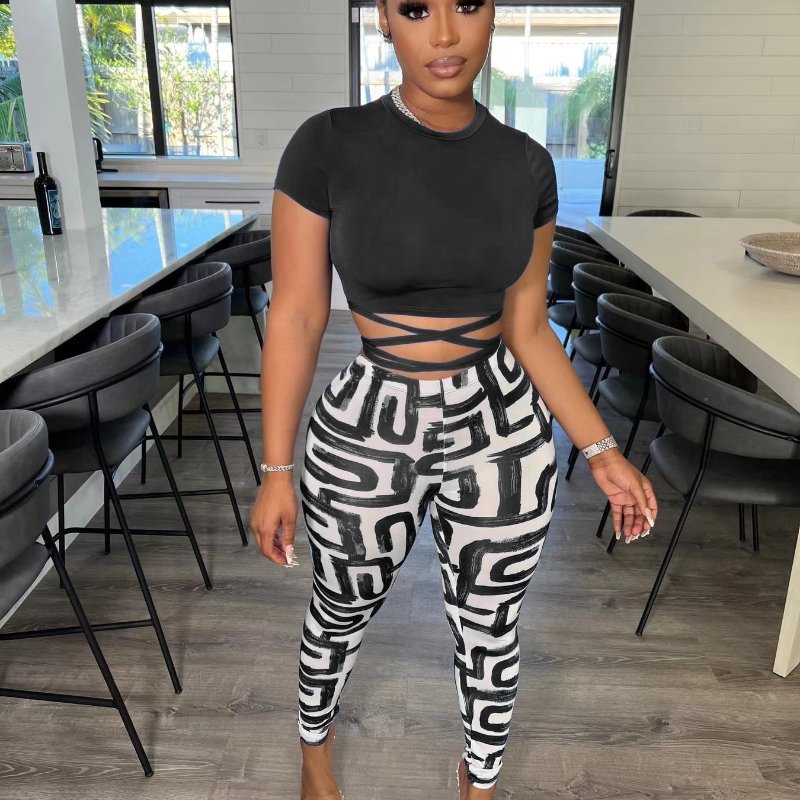 Women's Fashion Two-piece Short Sleeve Set