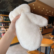 Warm White Plush Gloves for Women